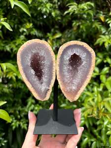 Geode Caves: Agate Geode Angel Wings On Metal Stand B