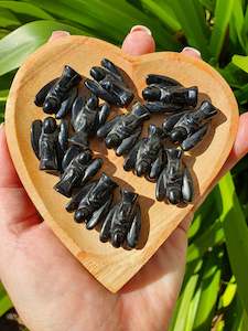 Carved Shapes Animals: Black Obsidian Mini Angel