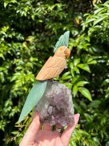 Carved Shapes Animals: Orange & Green Aventurine Parrot