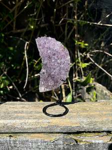 Amethyst Druze Moon on Metal Stand Small