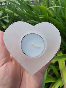 Selenite Candle Holder Heart