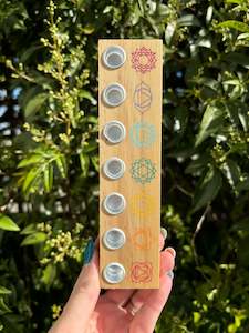 Seven Chakras Wooden Energy Candle Holder