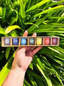 7 Piece Chakra Spell Candle Holder Set