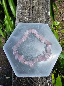 Chip Bracelets: Rose Quartz Crystal Chip Bracelet