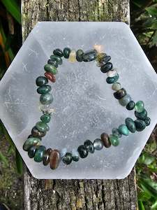 Moss Agate Crystal Chip Bracelet