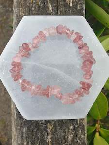 Strawberry Quartz Crystal Chip Bracelet