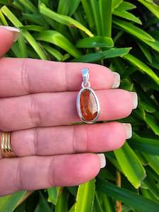 Pendants Necklaces: Orange Kyanite | Rose Cut Sterling Silver Pendant A