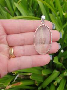 Golden Rutile | Polished Sterling Silver Pendant D