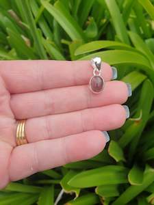 Pendants Necklaces: Pink Tourmaline | Polished Sterling Silver Pendant A