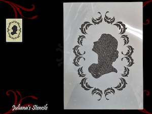 Victorian Lady in oval frame french artistic Stencil 250mm x 180mm