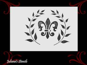 Fleur de Lis Wreath French  premium paint stencil 200mm x 160mm