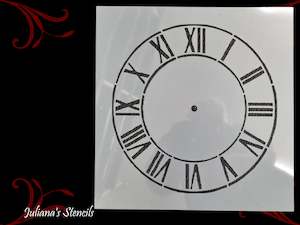 furniture Stencils: Clock face roman numerals furniture premium paint stencil 250mm diameter