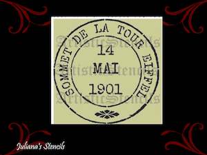 Eiffel Tower 1901 Postage stamp paint furniture Stencil 180mm diameter