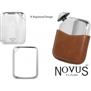 Pewter Hip Flask with leather pouch davyengravers