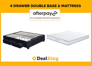 4 DRAWER DOUBLE SLAT BASE BLACK & MATTRESS