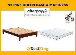 Bed & Mattress: SOLID NZ PINE QUEEN BASE + MATTRESS