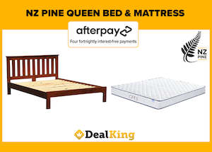 Nz Pine Queen Slat Bed + Mattress