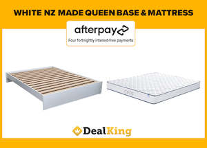 WHITE NZ MADE QUEEN SLAT BASE + MATTRESS