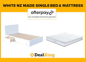 White 2 Drawer Nz Made Single Slat Bed & Mattress