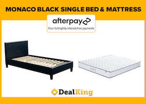 MONACO PU LEATHER SINGLE BED & MATTRESS BLACK