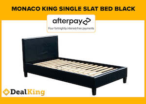 Monaco King Single Pu Leather Slat Bed Black