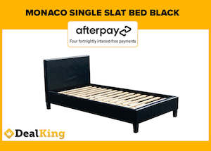 Monaco Single Black Pu Leather Bed