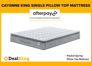 KING SINGLE POCKET SPRING PILLOW TOP MATTRESS