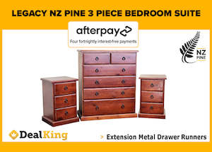 Bedroom Furniture: LEGACY NZ PINE 3PC BEDROOM SET