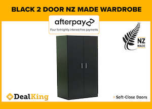 BLACK NZ MADE 2 DOOR WARDROBE