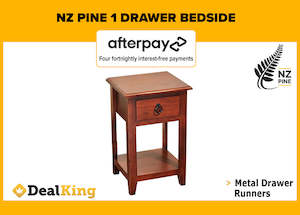 Bedroom Furniture: NZ PINE 1 DRAWER BEDSIDE TABLE