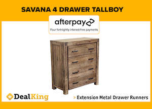 Bedroom Furniture: SAVANA 4 DRAWER TALLBOY