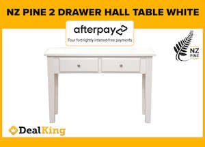 Lounge Room Furniture: BRAYDEN NZ PINE 2 DRAWER HALL TABLE WHITE