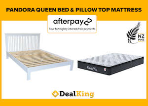 PANDORA QUEEN SLAT BED + PILLOW TOP MATTRESS