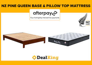 SOLID NZ PINE QUEEN BASE & PILLOW TOP MATTRESS