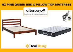 QUEEN NZ PINE SLAT BED & PILLOW TOP MATTRESS