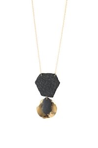 Large Black and Gold Disc Necklace