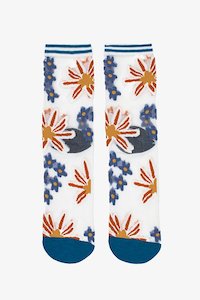 Womenswear: Flower Sheer Sock | Toffee