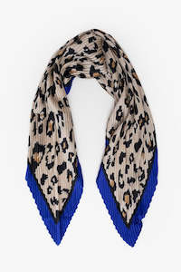 Womenswear: Pleated Scarf | Leopard Blue Edge