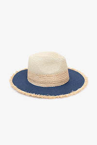 Raw Edge Fedora | Natural & Blue