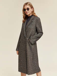 Single Breasted Herringbone Sequin Coat