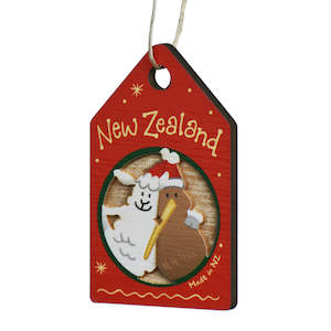 New Zealand Made Christmas Decoration - Kiwi and Lamb CLEARANCE