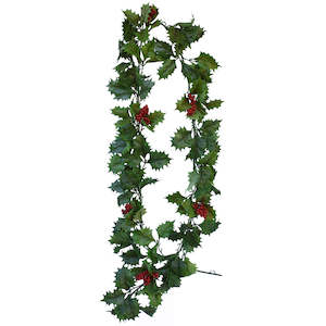 Holly Garland - Green with Red berries - 183cm