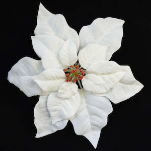 Poinsettia with Clip - White