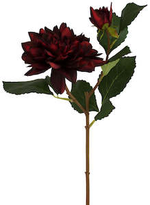 Dahlia Flower Spray - Burgundy Blood Red