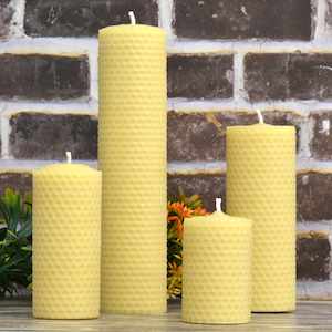 55 mm Hand-Rolled Beeswax Pillar Candles