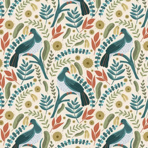 Bird Stories: Kereru pure cotton fabric