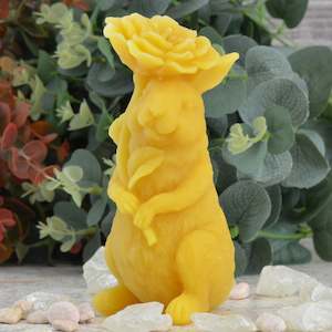 Sweetpea Holding a Flower -  Bunny Rabbit Beeswax Candle