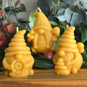 Honeybee-Gnome Beeswax Candles