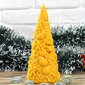 Snowy Oak Tree Beeswax Candle