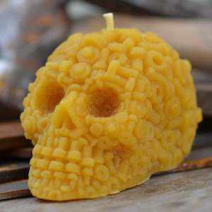 Gearhead Skull Beeswax Candle